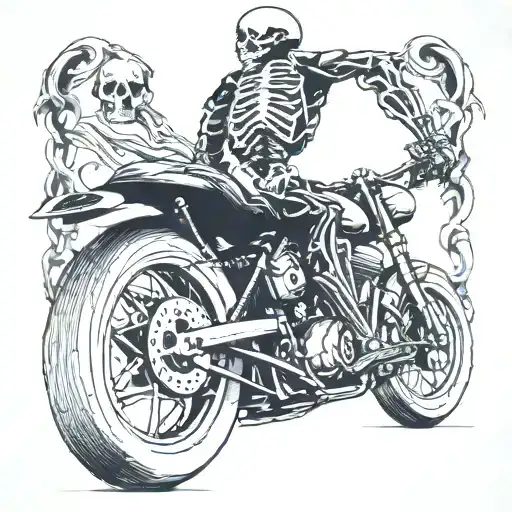 Skeleton On Street Bike
