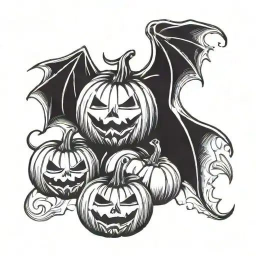 Bat With Pumpkins