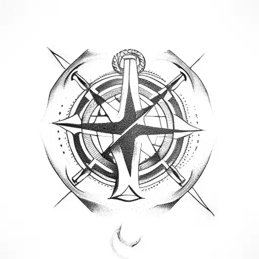 An Anchor With A Compass As Its Ring