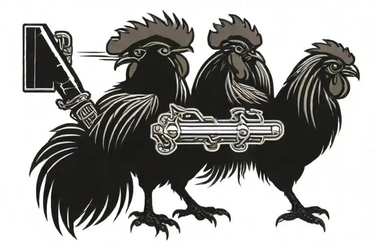 Two Headed Fighting Rooster Holding A Lightsaber