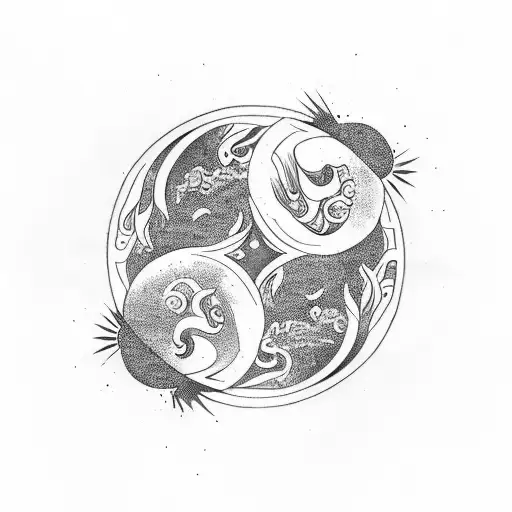 Yin Yang With Nature Elements