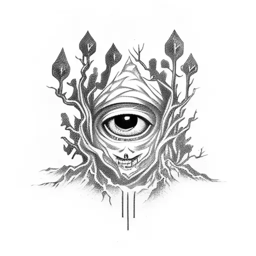 Scary Bright Evil Eyes Coming From Deep Within A Forest