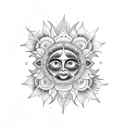 Sun With Flowers And Chakras