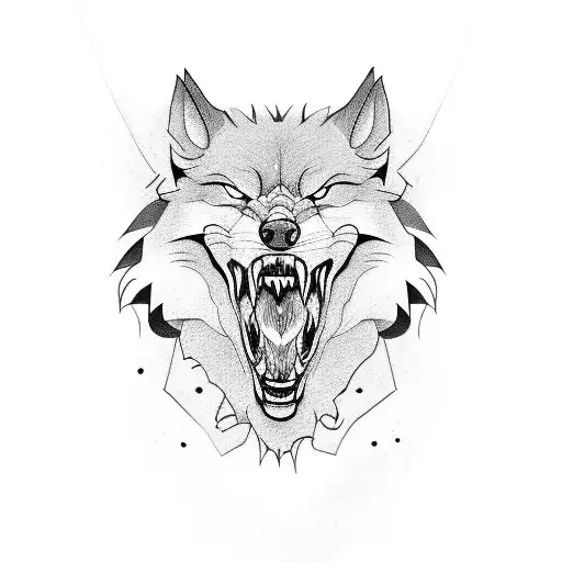 Snarling Wolf With His Mate