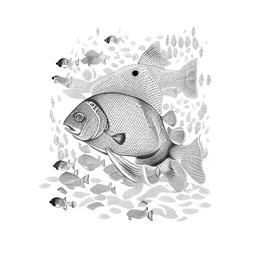 A Scuba Diver Swimming Alongside A School Of Colorful Fish In A Church Underwater