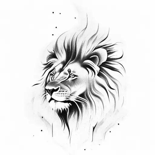 Lion Head To The Side That Roars