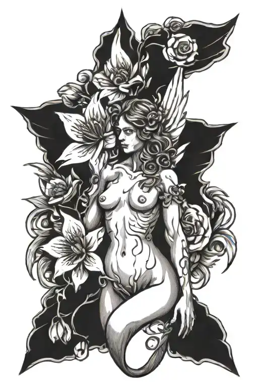 In Utero Angel With Flowers Behind It