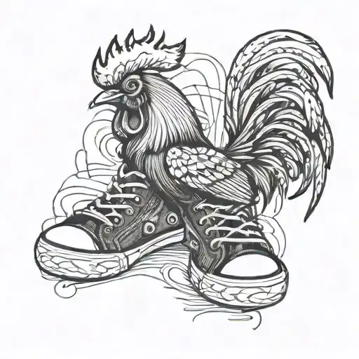 Rooster In High Top Sneakers