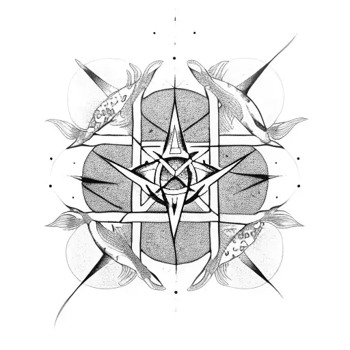Pentagram With Koi Fish