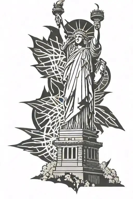 New York Knicks Logo And Statue Of Liberty