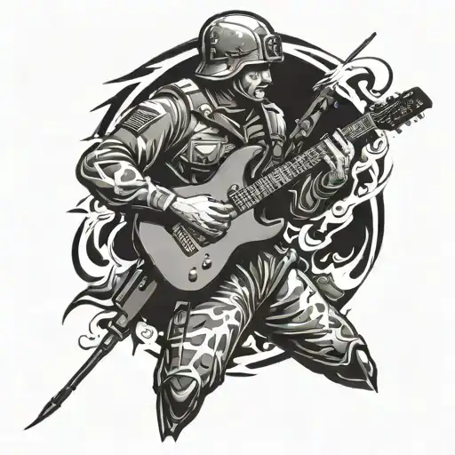 A Soldier Pointing A Guitar