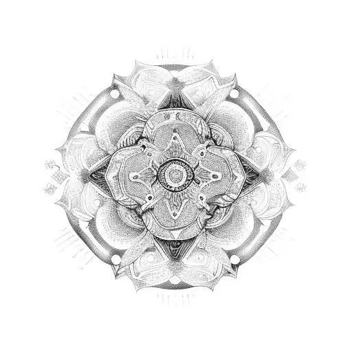 Trinacria Symbol Surrounded By Intricate Mandala Patterns