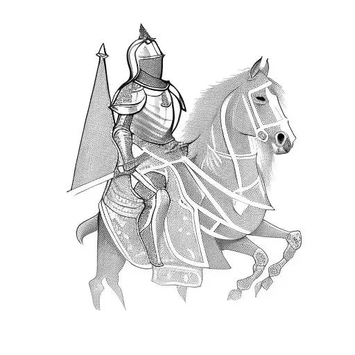 A Knight In Shining Armor Riding A Horse Through A Medieval Castle