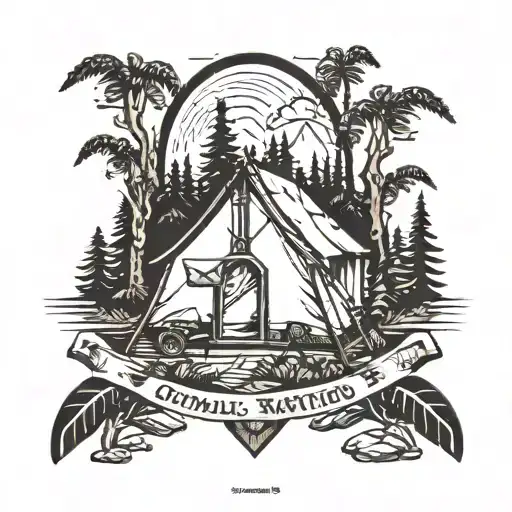 Small Cross Tattoo With Camping