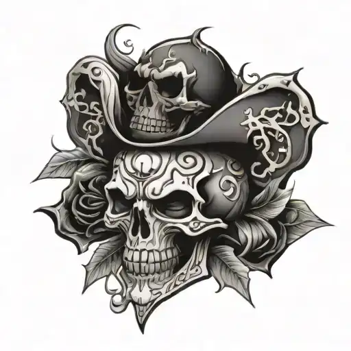 A Skull And Crossbones Intertwined With Wicked Demons