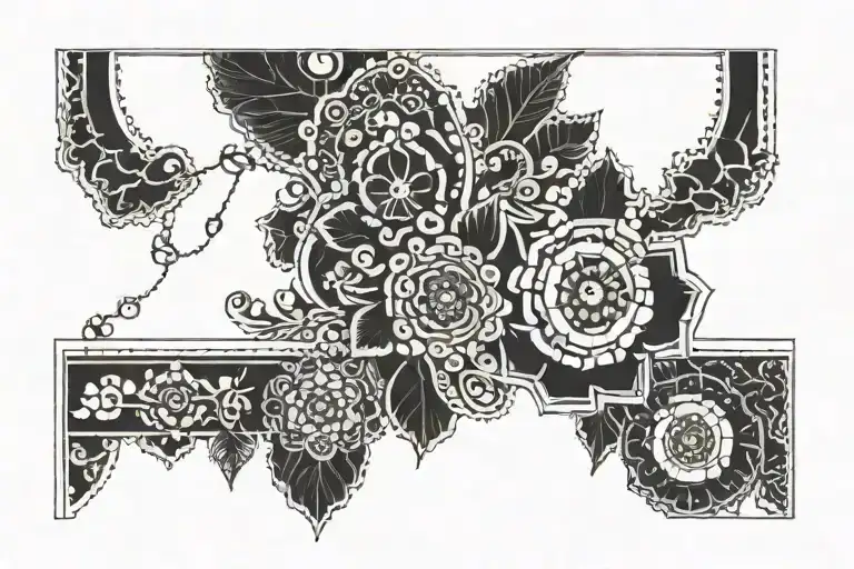 Leg Band Fine Line And Dot Work Design