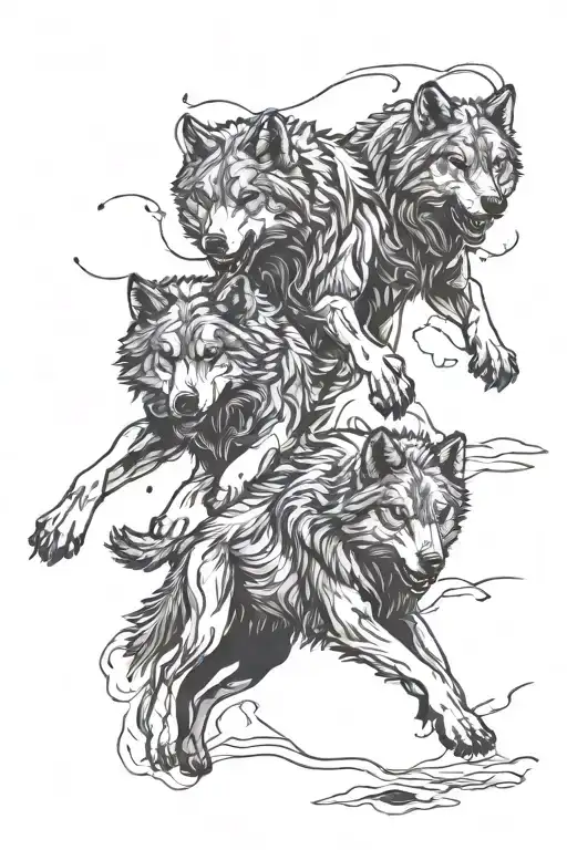 Wounded Wolf Pack Running