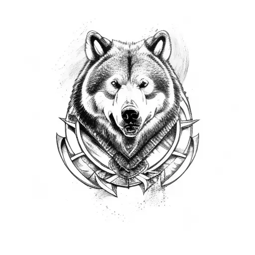 Viking Grizzly Bear And Timber-wolf