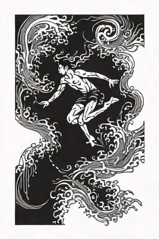 An Intricate Design Of A Swimmer Diving Into The Ocean