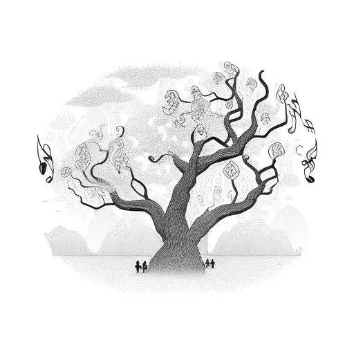 A Winding Trail Leading To A Willow Tree With Musical Notes Floating In The Air