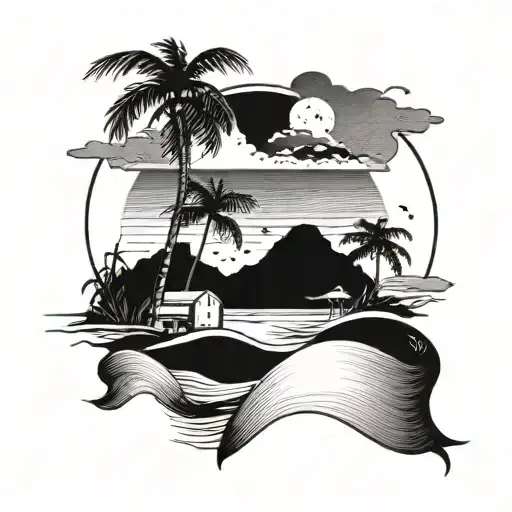 A Minimalist Design Of A Beach Landscape With Subtle Nods To Family And God