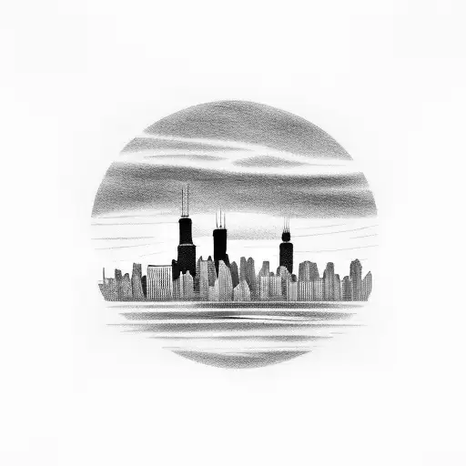 Chicago Skyline At Sunset