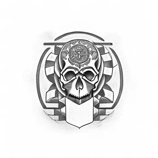 Skull With Letter J And Some Nordic Symbols