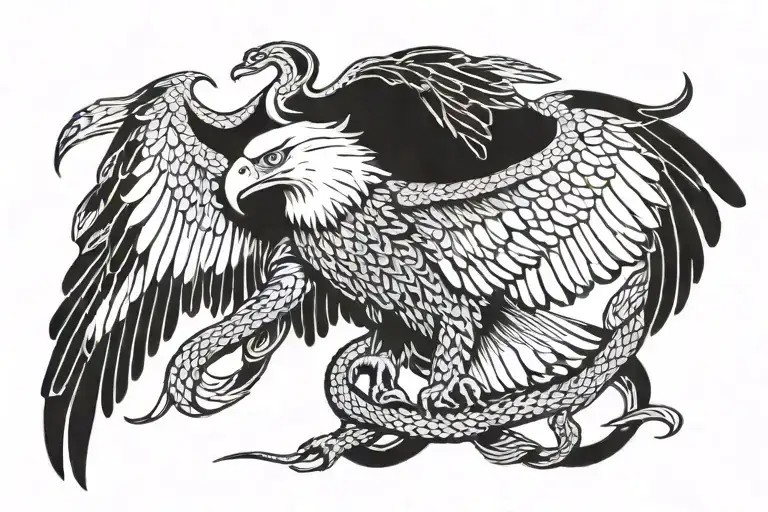 An Eagle Flies And Eats A Snake