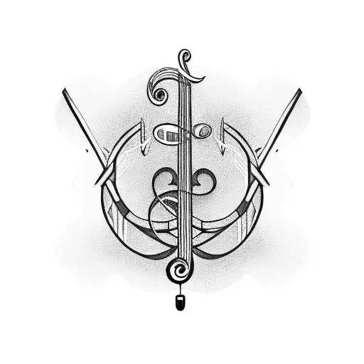 A Blackwork Tattoo Of A Musical Note Intertwined With A Gaming Controller