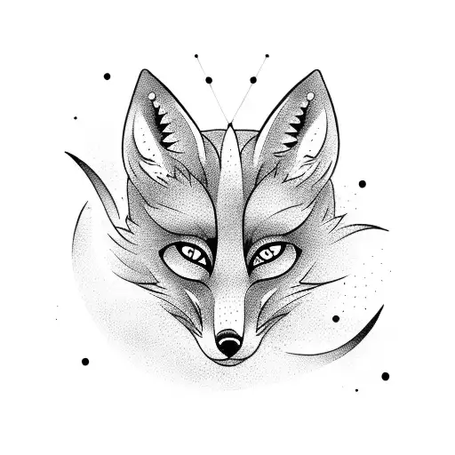 A Tattoo Of A Fox Playing An Electric Guitar In A Blackwork Style