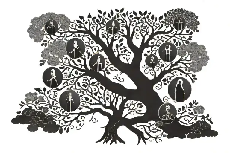 Family Tree With Step Kids On One Side And Biological On The Other