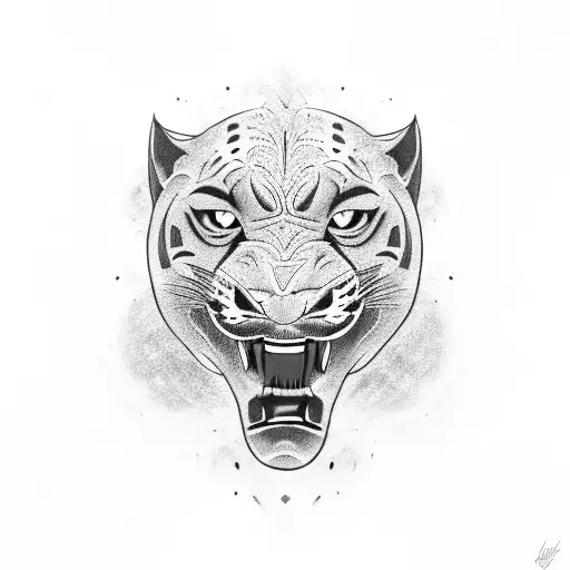 Black Jaguar With Mouth Open In A Mean Look