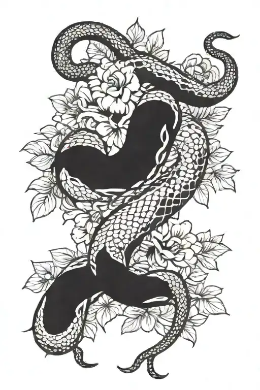 Big Snake Wrapping Around Big Flowers