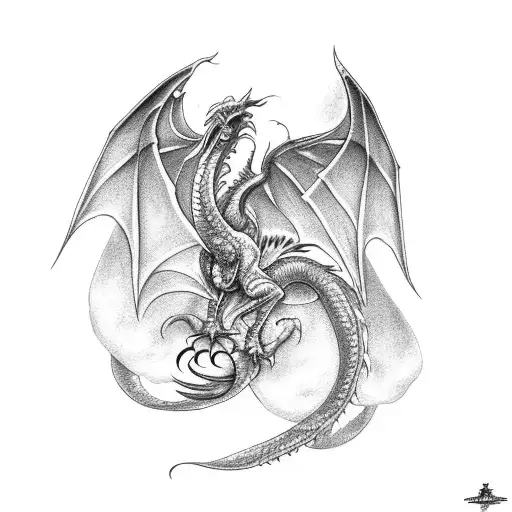 Back Tattoo Winged Dragon