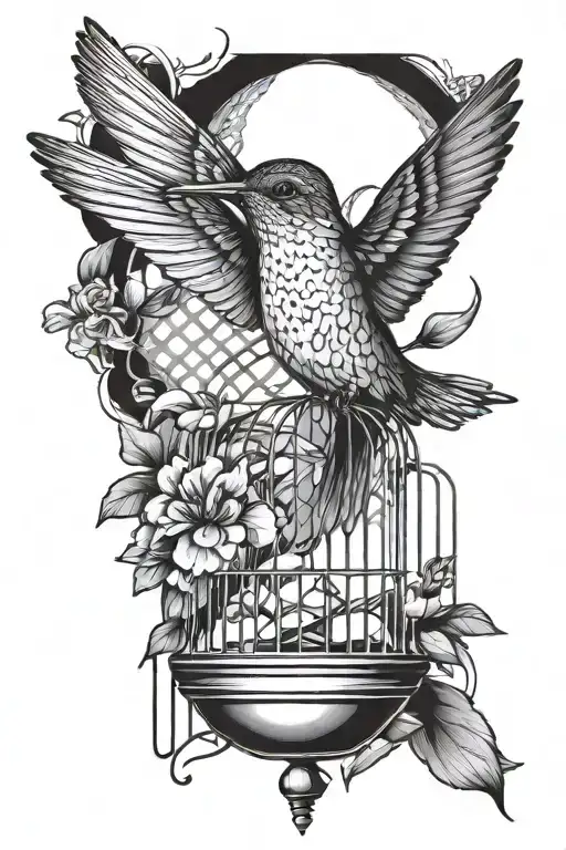 Hummingbird Flying From A Cage