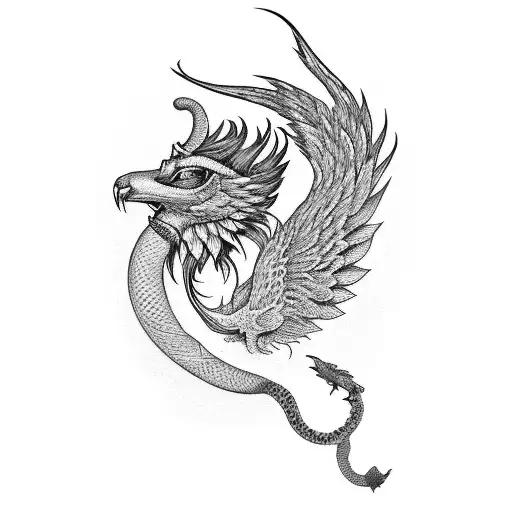 Phoenix With Anubis And A Serpent On A Full Arm