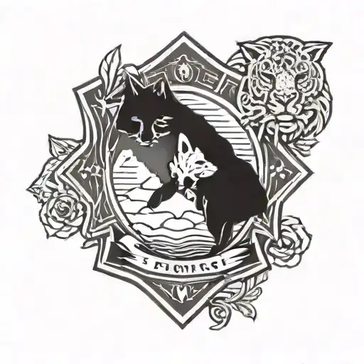 A Police Badge With Animal Silhouettes In The Background