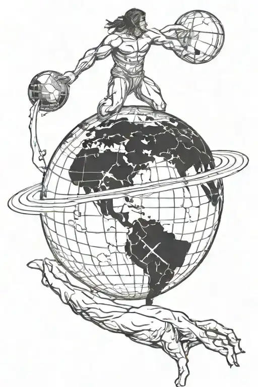 Atlas Holding World With The Galaxy In The Background