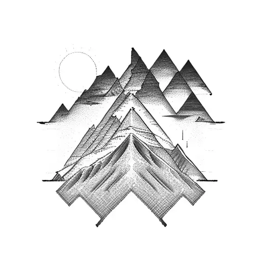 Engineer's Blueprint Of A Mountain Peak