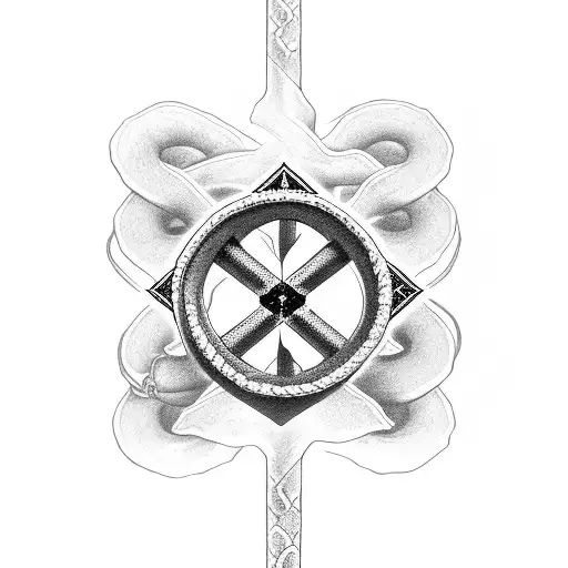 Sathanic Or Inverted Christian Cross With A Snake Around It