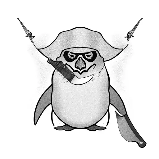 Penguin Pirate Flag With Knife Instead Of Bones