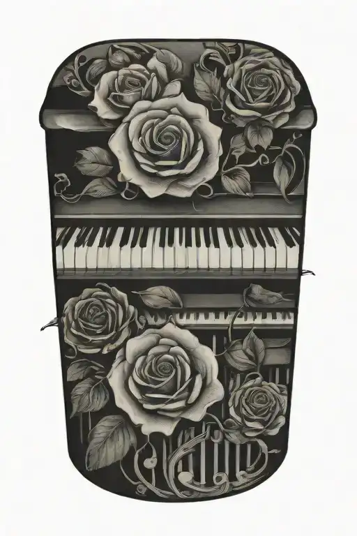 Piano Keys Wrapping With Roses