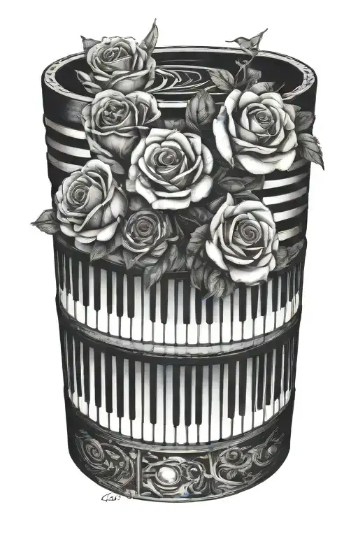 Piano Keys Wrapping With Roses