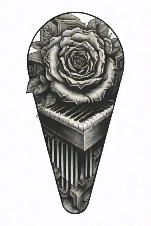 Piano With A Rose Intertwined