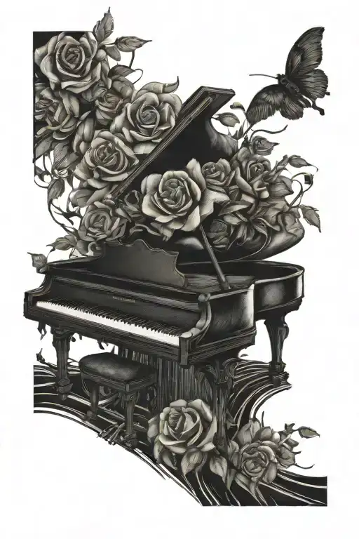 Roses On Grand Piano