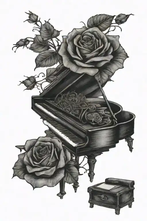 Rose On Grand Piano