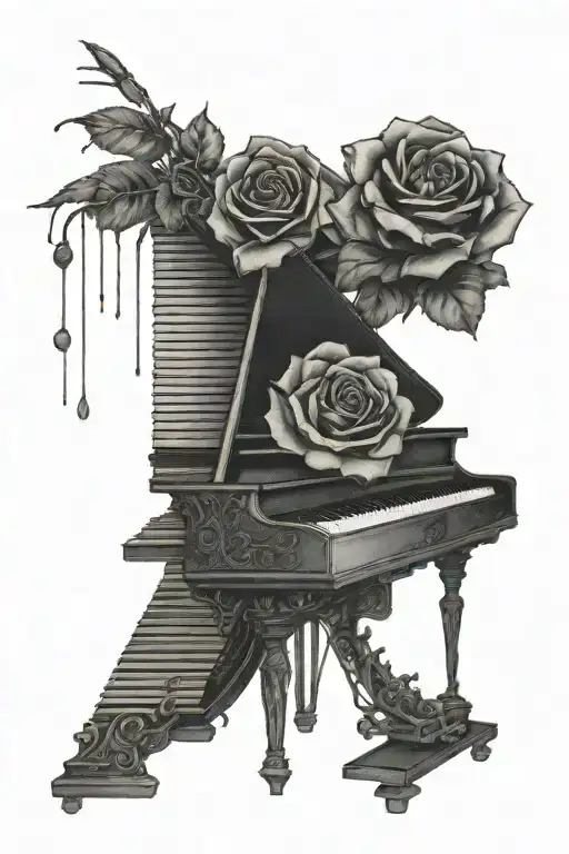 Rose On Grand Piano