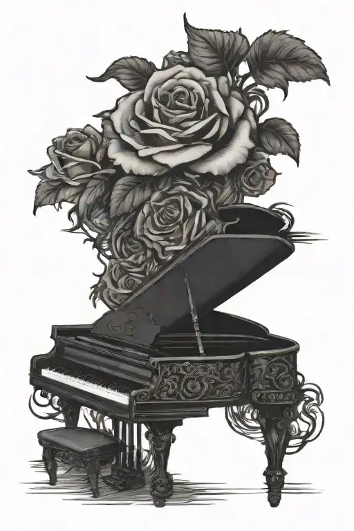 Rose On Grand Piano