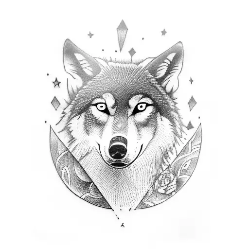 Breizh-inspired Night Scene With A Wolf