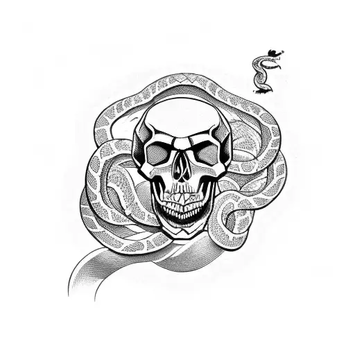 Skull With Snake